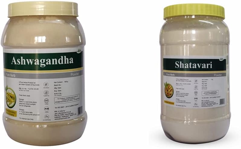 Jain Ashwagandha (Withania Somnifera) Powder 500 G & Jain Pure Shatavari Powder 1 kg