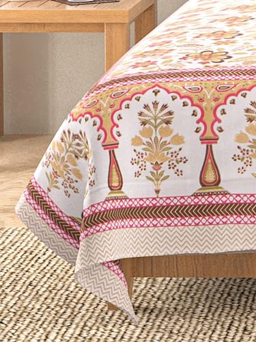 Image of Jaipuri bedsheets, Featuring a 220 TC Double Bed Super King Size 100% Cotton bedsheet with 2 Pillow Covers. The bedsheet Measures 108 X 108 inches. (Design 5)