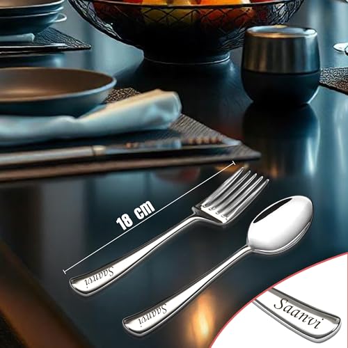 Image of SAVRI Personalized Stainless Steel Plate Set for Kids - Customized Laser Photo & Name Printed | Plate, Spoon & Fork Combo for Baby, Toddler & Children | Birthday, Return Gift & Daily Use (3 Pieces)