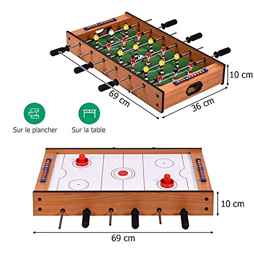 DREAMADE 2 en 1 Table de Jeu Multifonctionnelle en Bois Baby Foot + Hockey Accessoires Riches Utilisation Large pour Maison Bureau Camping – vue 7