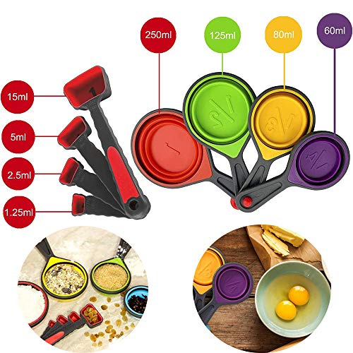 8 Pezzi Misurini e Cucchiai Dosatori Pieghevoli in...