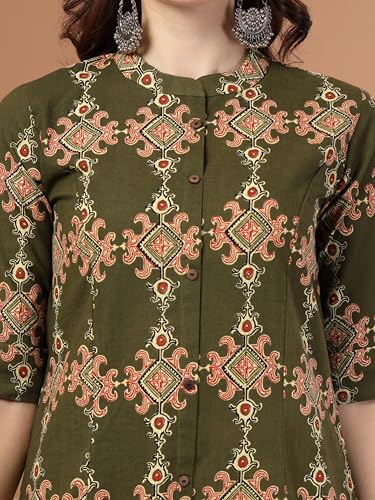 Image of rytras Women Pure Cotton Printed A-Line Kurta Sets with Palazzos|Kurti Set for Woman|Cord Set for Women Cotton
