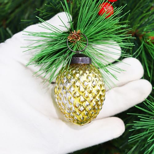 Image of IndianShelf 24 Pieces Large Retro Vintage Christmas Ornaments Unique Multicolor Glass X mas Tree Balls for New Year - 2 inch