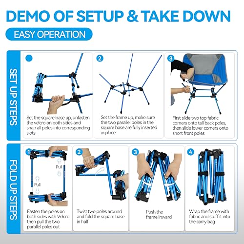 Image of MARCHWAY Ultralight Folding Camping Chair, Heavy Duty Portable Compact for Outdoor Camp, Travel, Beach, Picnic, Festival, Hiking, Lightweight Backpacking (Bright Blue)