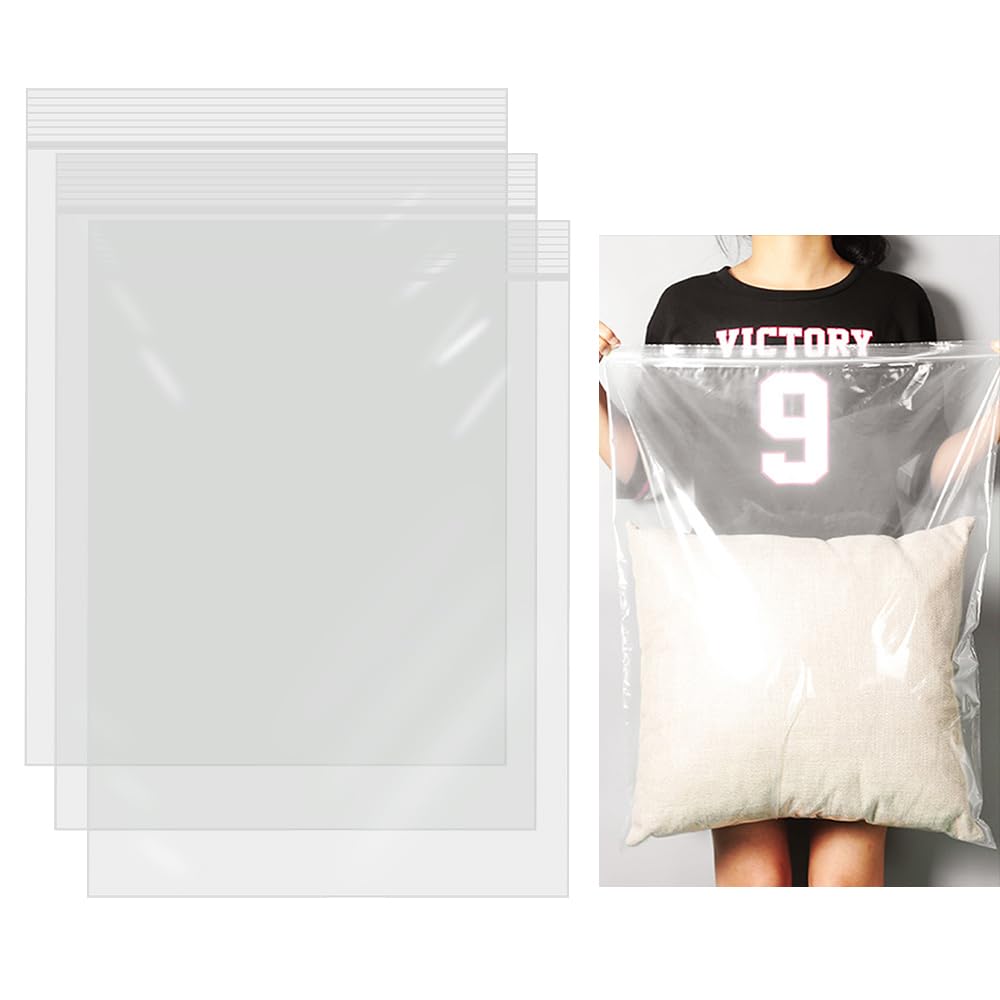 YBCCBY20 Pcs Reusable Ziplock Bags Large Plastic Hospital Bags Maternity Essentials (40 * 60CM) Travel Clothes Storage Bags Clear Seal Bags Waterproof for Clothes,Cosmetics,Bedding, Moving