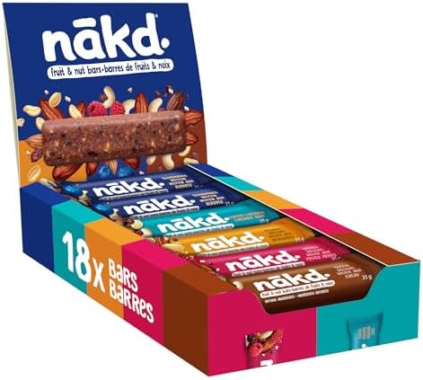 ������. Raw fruit & nut bars - Variety pack - 100% natural ingredients - No added sugar - Vegan - Gluten free - 18 x 35g bars - 630g