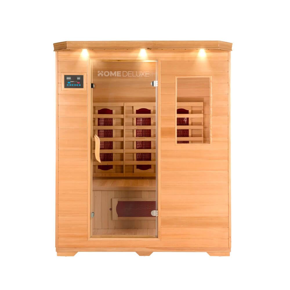 Home Deluxe - Cabina A Infrarossi Redsun L - 153 X 110 X 190 Cm - Per 2-3 Persone, 6 Radiatori In Ceramica, Legno: Hemlock I Sauna A Infrarossi, Sauna, Cabina Di Calore, Infrarossi-image