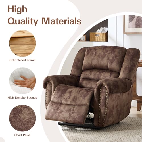 Image of CANMOV Manual Recliner Chair Set of 2, Classic and Traditional Fabric Recliner Chair with Comfortable Arms and Back Single Sofa for Living Room, Chocolate Brown