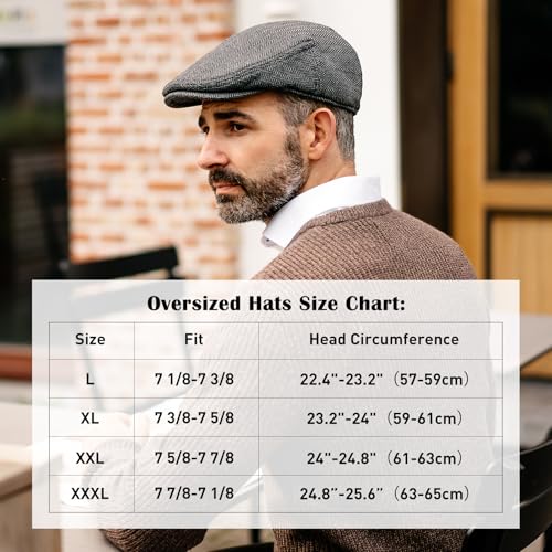 TOP-EX Men's Wool Blend Flat Cap Peaked Cap Tweed Newsboy Baker Boy Hats for Golf & Fishing Gatsby Duckbill Caps for Shooting Walking Hunting Herringbone_Brown L - Image 2