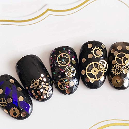 Dnhcll Ultra-Thin 3D Punk Time Gears Nail Studs Nail Art Decorations Alloy Manicure Decoration,12 Wheel(Approx.100 Count) #TOP2