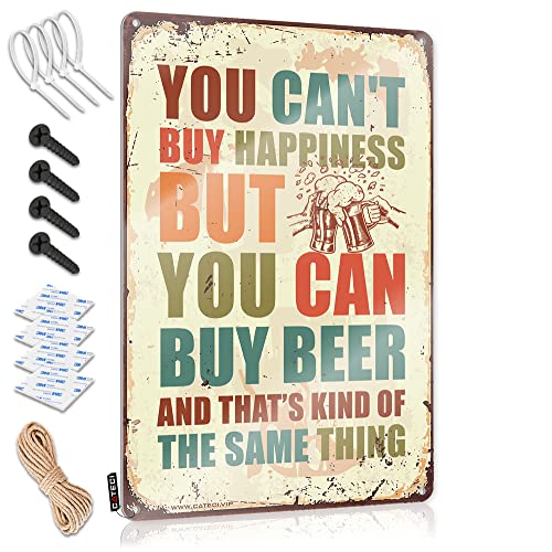 QBVMASCEH �z�[���E�H�[���f�R���[�V���� �ʔ������^���T�C�� You Can'T Buy Happiness But Can Beer Sign Bar Funny Sign Funny Office Sign(20X30cm)