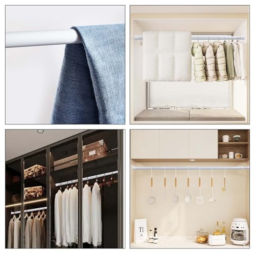 3 Stück Xiciki Klein Teleskopstange, Klemmstangen für Gardinen, 30-50cm Verstellbar Weiß, Klemmstange Ohne Bohren für Gardinen, Schrank, Regal und Als Hängestange