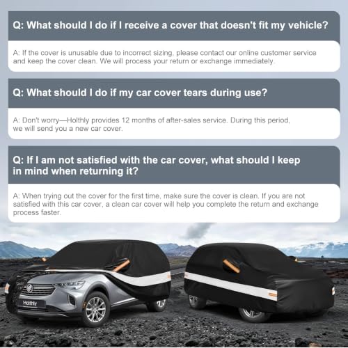 Image of 10 Layers SUV Car Cover Custom Fit for Buick Envision (2015-2026), Waterproof All Weather for Automobiles, Outdoor Full Cover Sun Dust Rain Protection with Cotton. Black