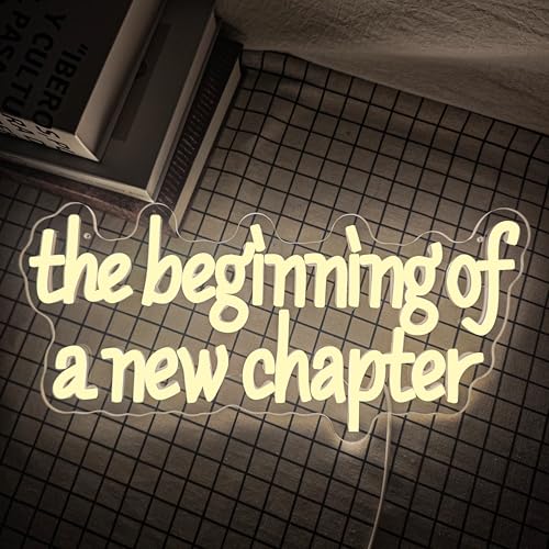 Image of The Beginning of A New Chapter Neon Sign for Wall Decor Dimmable Wedding Neon Sign for Retirement Graduation Wedding Background Board Party Decorations