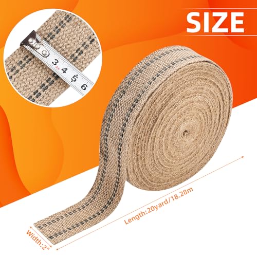 Image of YaeCCC Craft Jute Webbing Tape,20 Yards Width 2 inch Roll Natural Burlap Red Line Jute Webbing Ribbon for Chair Repair, Crafting, Burlap Ribbon, Upholstery