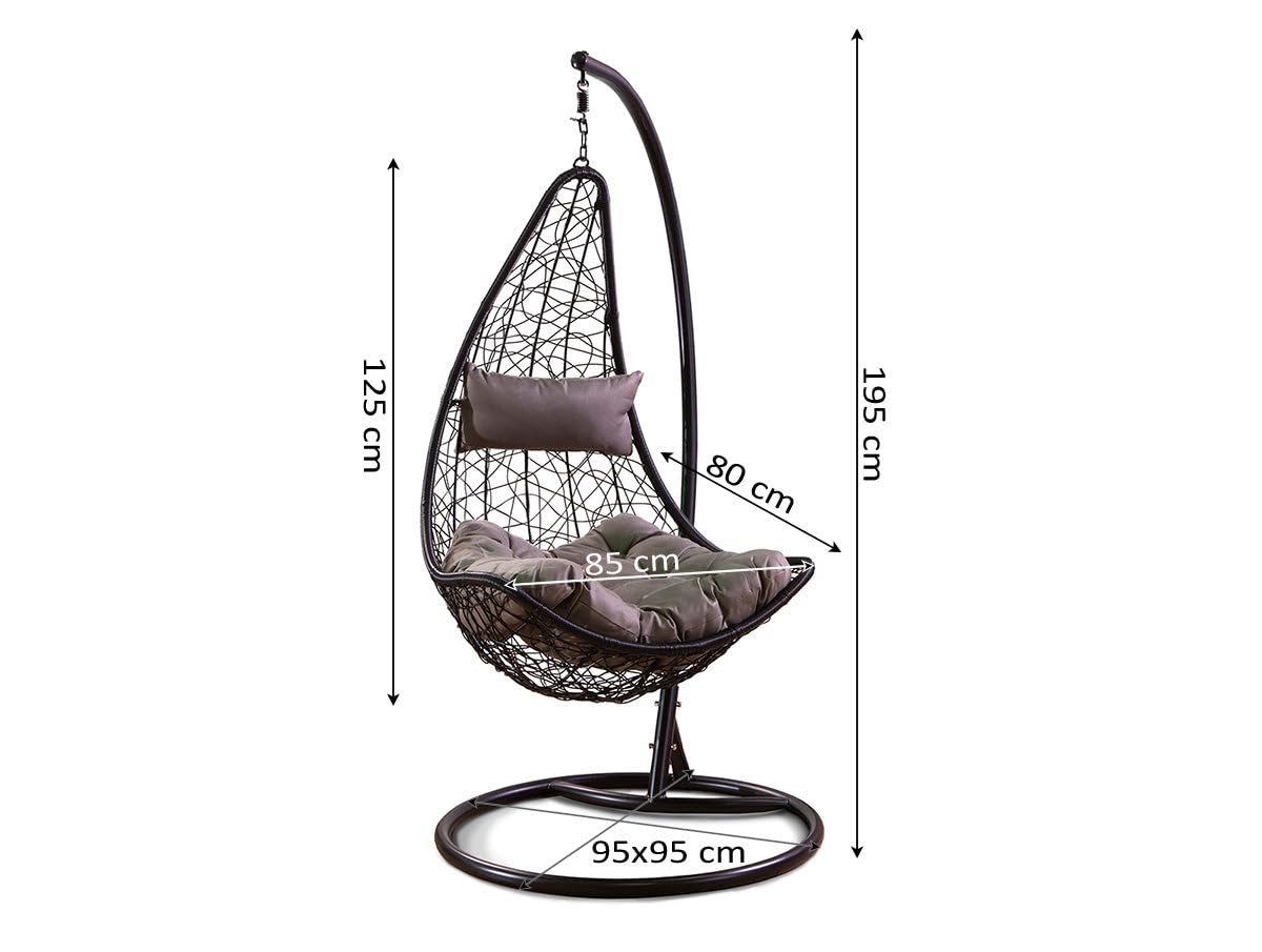 S & S Saldos y Stocks Silla Colgante Mecedora Once. Muebles de Jardin o Terraza Blanco, Cojines Gris