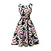 Yeokou Womens Sleeveless Floral Knee Length Cotton Hawaiian Flare Tank Dress (X-Large, Floral-01)