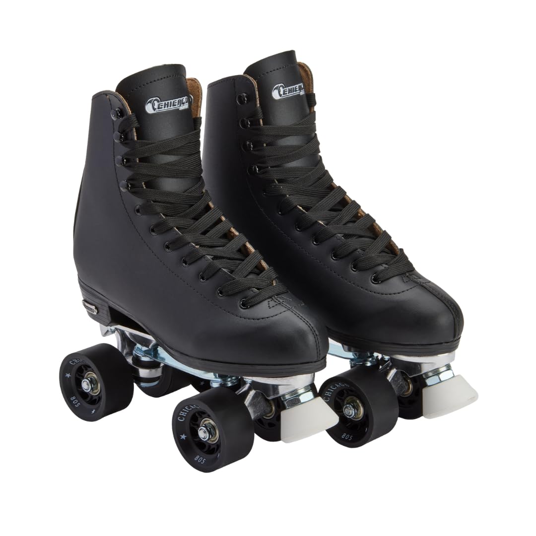 Chicago Quad Roller Skates for Girls & Boys – Durable, Top Performance Indoor/Outdoor Use or Roller Derby - Classic Deluxe Leather High-Top Boots with 60mm Urethane Wheels & Semi-Precision Bearings