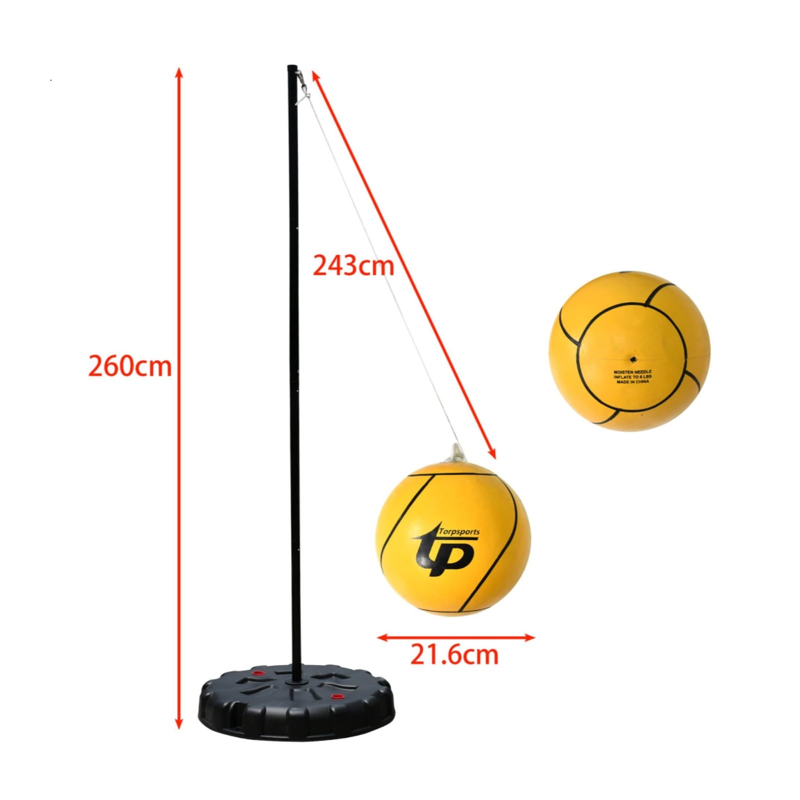 Amagogo Outdoor Ball Kit Attività Motoria Base Circolare Palo Tubo in Acciaio Cordino Palla in Gomma Struttura Leggera Adatto a Adulti Bambini Sport Allenamenti Giardino Parco