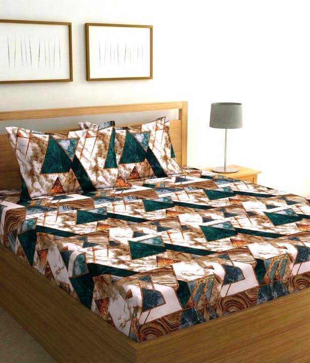 NEW TOWN Glace Cotton Fitted 1 Bedsheet King Size (72"x78") | All Around Elastic | Cotton Feel | 2 Pillow Covers (17"x27")...