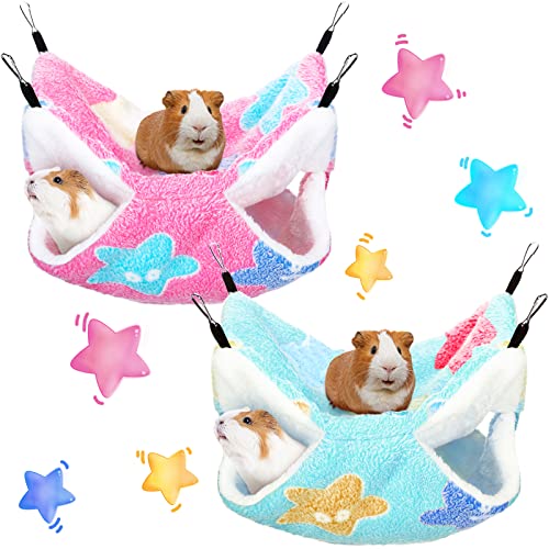 Image of BOAO 2 Pcs Guinea Pig Rat Hammock Guinea Pig Hamster Ferret Hanging Hammock Pig Accessories for Small Animals Chinchilla Parrot Sugar Glider Ferret Squirrel