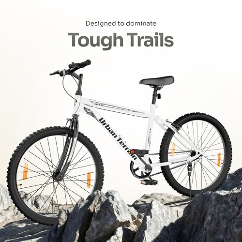 Image of Urban Terrain Galaxy High Performance Steel Mountain Cycles for Men with Rigid Fork and Complete Accessories MTB Bike 24T Single Speed Cycle by Cult | Ideal for 9-13 Years, Frame Size : 14 inch, White