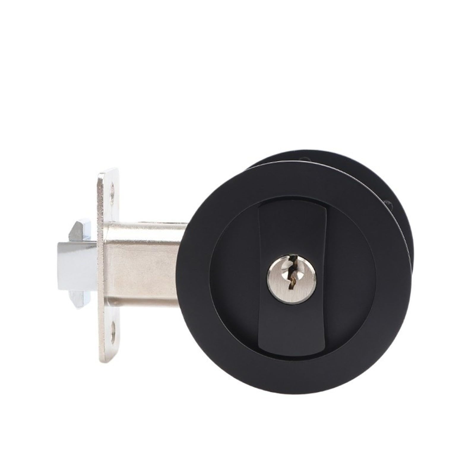 Cerradura de puerta corredera de doble gancho Invisible negra for baño(Have the key 1)