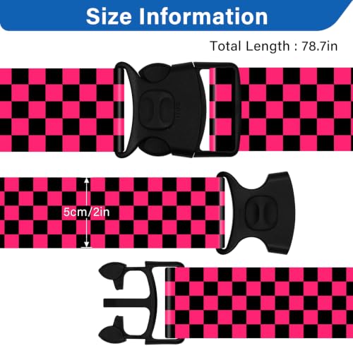 Image of Luggage Straps for Suitcases, Travel Adjustable Belt with Quick Release Buckle, Heavy Duty Nylon Bag Packing Strap, Unique Bright Identifiers Business Travel Accessories (2 Pack) - Black Red