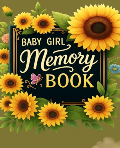 Image of baby girl memory book sunshine and Sunflower: Tracker Log, pictures frame, family tree,family photo and more .. Welcome Baby Guestbook Memory, sunshine Themed