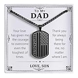 HEYOLL Gifts for Dad from Son, To My Dad Father Dog Tag Necklace Best Dads Ever American Flag Pendant Jewelry Presents Valentines Birthday Christmas Father's Day Gifts for Men Daddy Papa Black