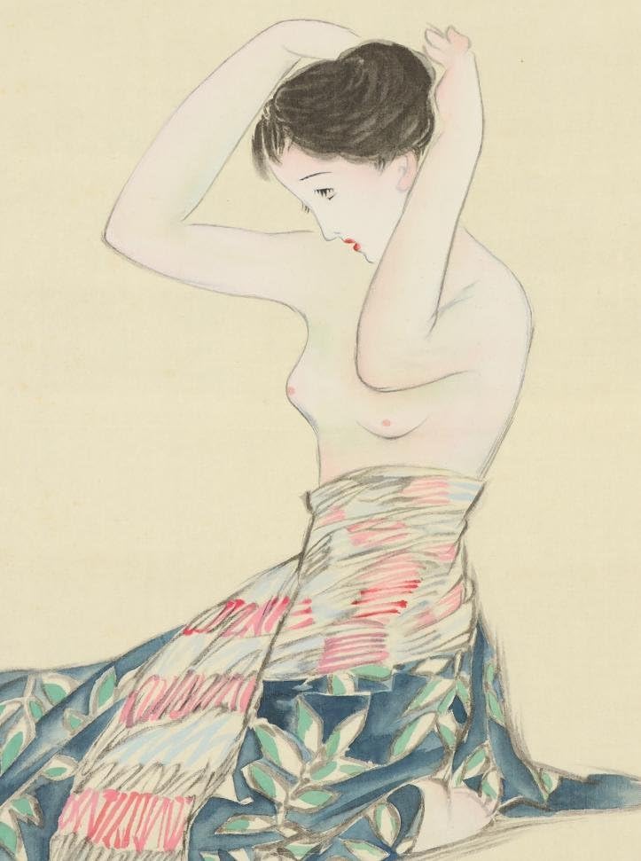 竹久夢二 版画 裸婦 美人画 「湯上り」額入り 絵サイズ 竹久夢二 版画 裸婦 美人画 「湯上り」額入り 絵サイズ 竹久夢二