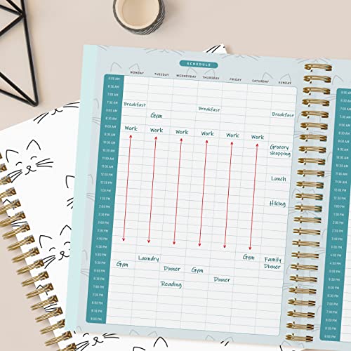 Academic Planner Yearly Monthly Weekly Daily Large Calendar Organizer By Bright Day Spiral Bound Dated Agenda Flexible Cover Notebook, June 2023 - July 2024, 9" X 7.5", Happy Planner Cats On Repeat #TOP6
