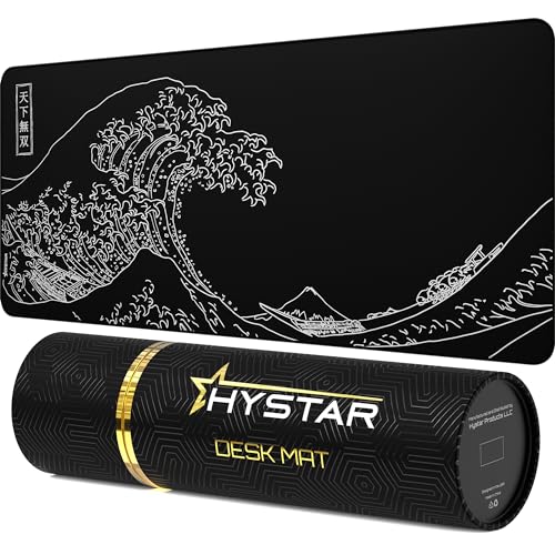 Hystar Gaming Mouse Pad, Soft Textured Cloth Surface, Water Resistant Fabric, 5mm Thick, Bonus Silicone Drink Coaster, Durable Box for Transport, The Great Wave Design (Black) Hystar Gaming Mouse Pad, Soft Textured Cloth Surface, Water Resistant Fabric, 5mm Thick, Bonus Silicone Drink Coaster, Durable Box for Transport, The Great Wave Design (Black)