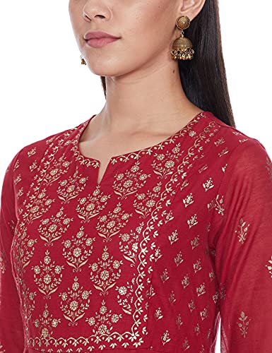 Image of BIBA Women Poly Cotton Flared Printed Dress