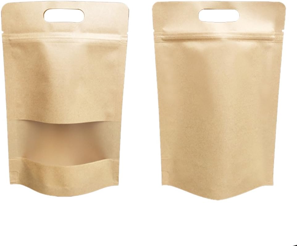 Muka 100 PCS Kraft Heat Sealable Stand Up Pouch Bags w