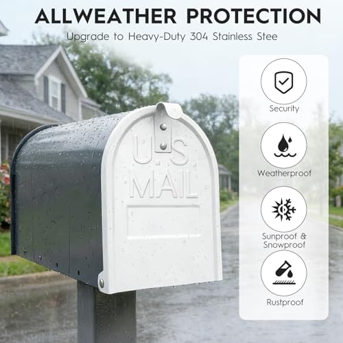 Mailbox Door Replacement with Number Stickers, 6 1/4\" W x 8 1/4\" H Steel Snap-in Door, Magnetic Closure, Screws Included, Fits Curbside & Brick Mailboxes - Repair Kit for Rusted Mailbox, White