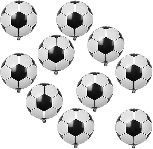 Paquete de 10 globos de aluminio de 18 pulgadas, globos de fútbol de helio, globos de fútbol, fiestas temáticas de fútbol, fiestas de cumpleaños,