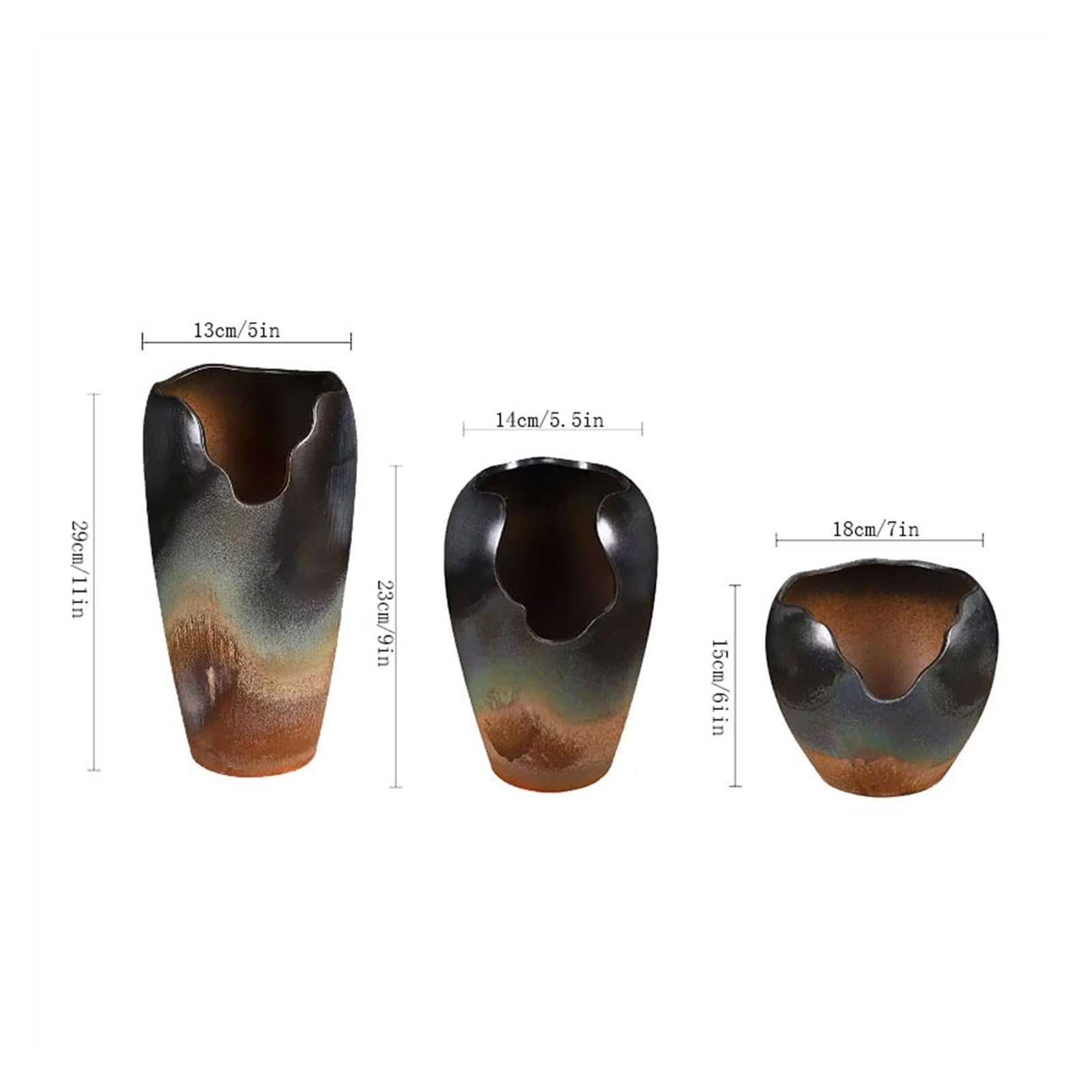 Doniczka Doniczka ceramiczna dużego kalibru do kontroli soczystych korzeni Vintage półmisek na mięso z szorstkiej ceramiki Doniczki(B-style three piece set)