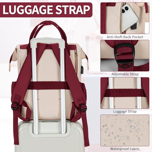 ANILD Travel Laptop Backpack for Women Bag, 15.6 Inch Work Backpack with USB Charging and Port Luggage Strap, Airline Approved Business Work Bag for Nurse College Teacher4