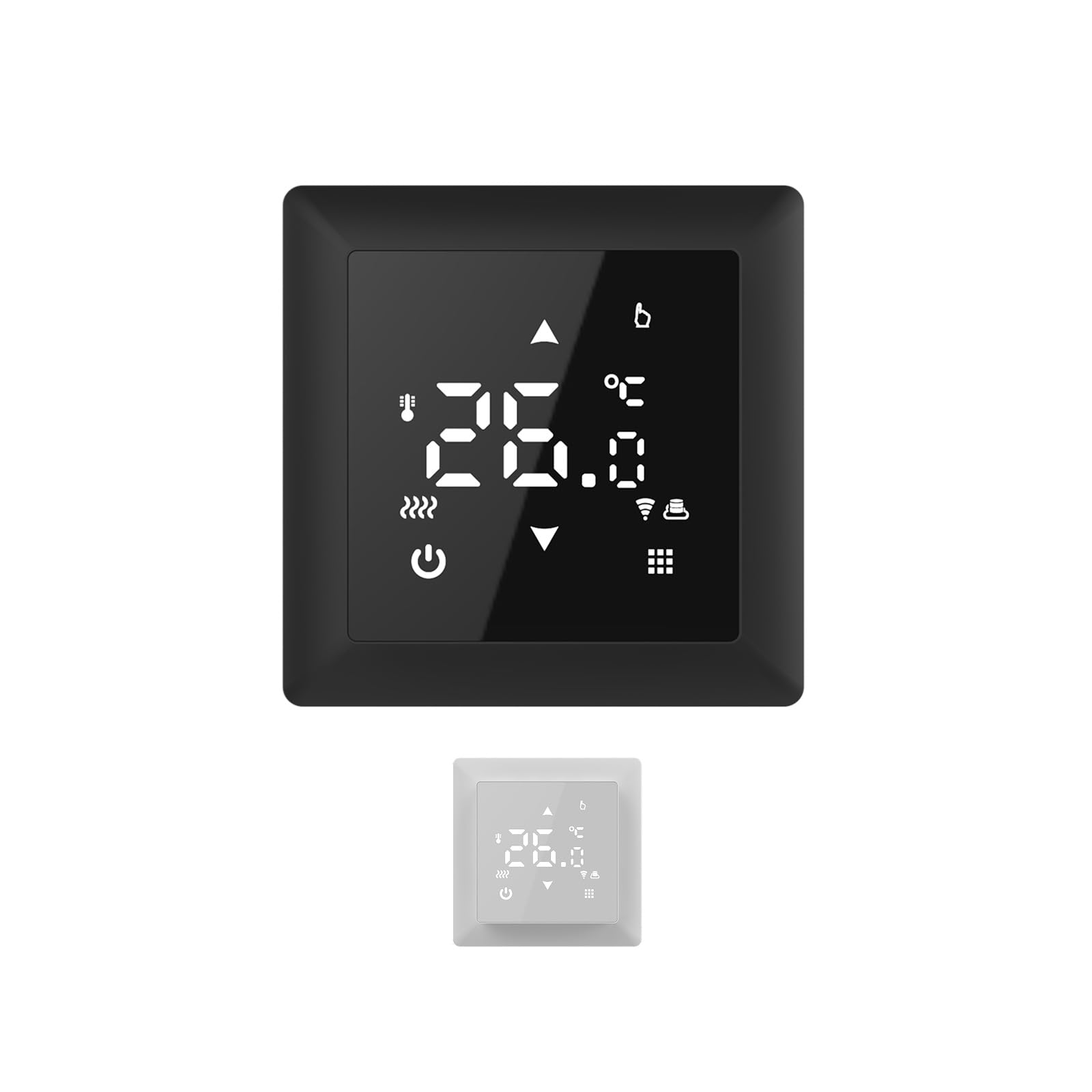 Elektryczne ogrzewanie podłogowe do płytek: dwużyłowa mata grzewcza WARMON CLASSIC 150 W/m² z termostatem TS 100 seria Smart WiFi Touch, termostat: TS100 WiFi, czarny, rozmiar maty: 8 m²