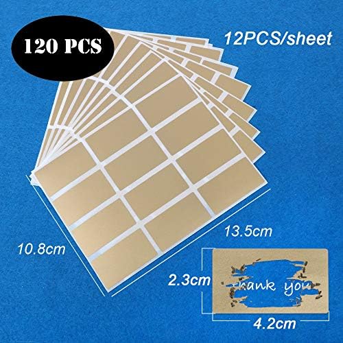 VINFUTUR 120pcs Scratch Off Stickers Scratch Off Labels Self Adhesive Peel and Stick DIY Rectangle Stickers Labels for Scrapbook Postcard Surprise Gift Notes Games 23mm x 42mm (Gold)