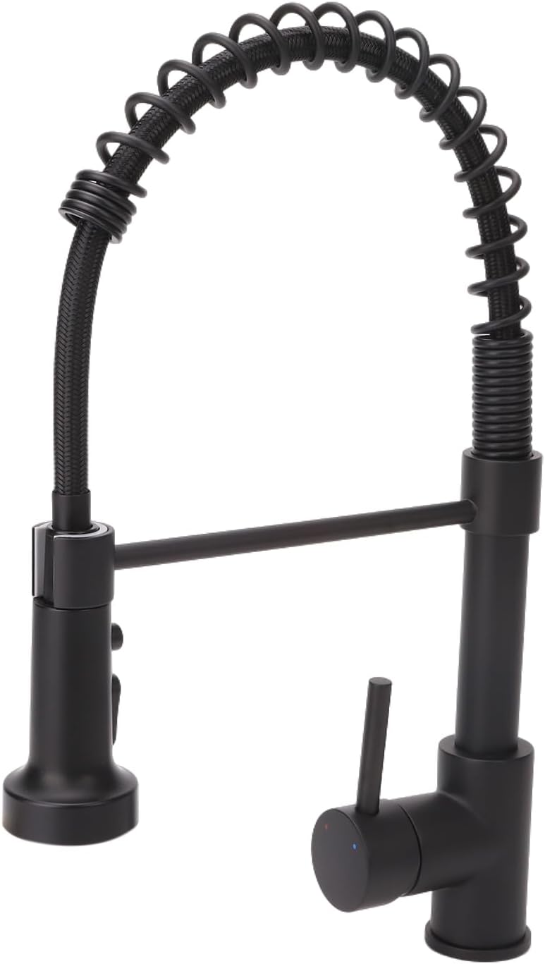 Hangehans Modern Black Kitchen Faucet with Pull Down Sprayer High Arc