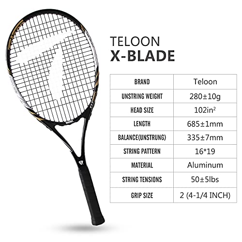 Teloon Recreational Adult Tennis Rackets-27 Inch Tennis Racquet For Men And Women College Students Beginner Tennis Racket. (V5-Black) #TOP1