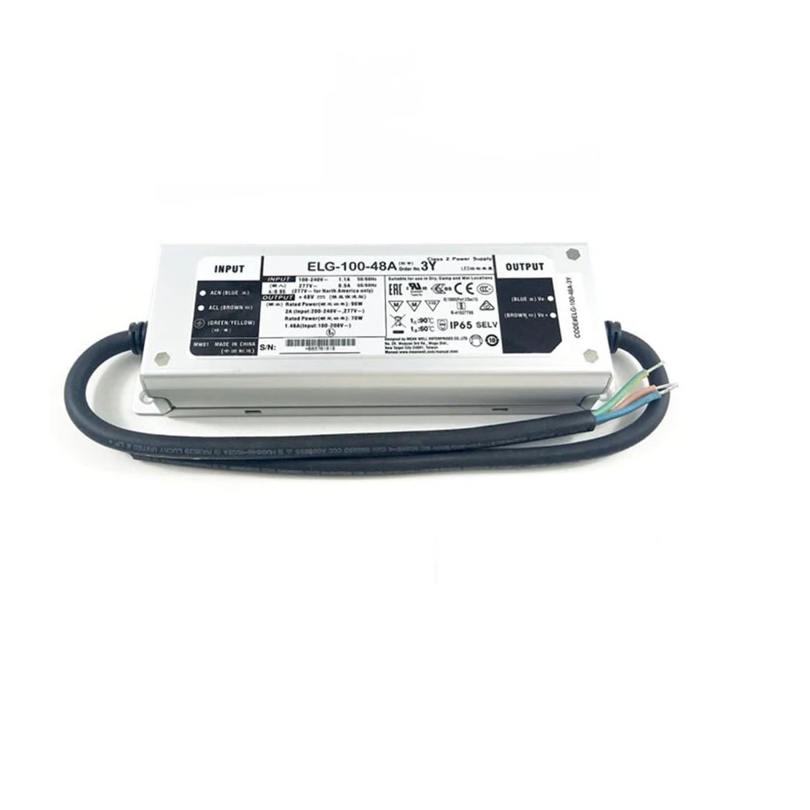 Pilote LED réglable étanche IP65 ELG-100-48A-3Y 96W convertisseur de tension stable