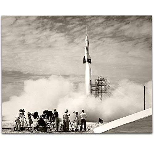 Lone Star Art Astronomy Poster - First NASA Rocket Flight - 11x14 Unframed Art Print - Vintage Space Wall Art for Dark Academia, Astronomers & Space Enthusiasts