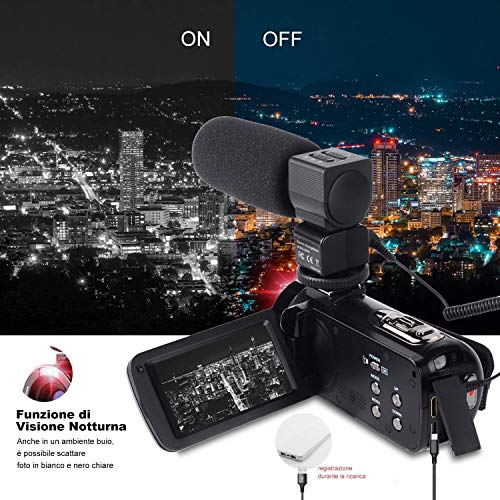 VideoKamera Camcorder 1080p 30FPS 36MP 16X digital Zoom, IR Nachtsicht, 3 Zoll 270° Drehbar Handycam mit Fernbedienung… – Bild 4