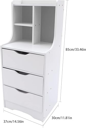 Miniatura 2 de DYRABREST Mini mesita de noche de 12 pulgadas de ancho x 15 pulgadas de largo x 33 pulgadas de alto, organizador de armario de almacenamiento con 3
