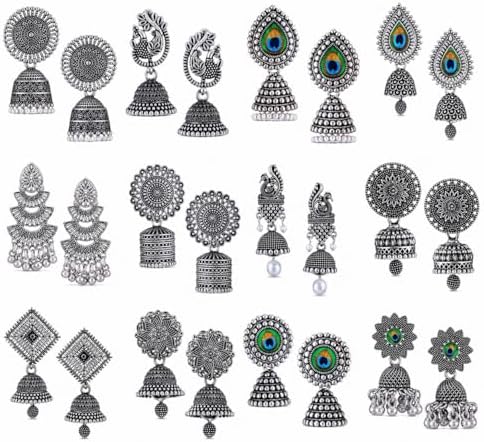 MEENAZ earrings for women fashion jhumka oxidised Silver Earrings for women Combo chandbali pearl chandbali stylish jhumkas traditional Earrings For girls South indian traditional Ear Rings -M879