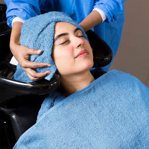 Image of Avalon Towels Salon Towel - Sky Blue Hand Towels Bulk Pack of 24 - 100% Cotton Absorbent Spa, Facial & Gym Towel for Working Out - 16x27 Inches (Not Bleach Proof)