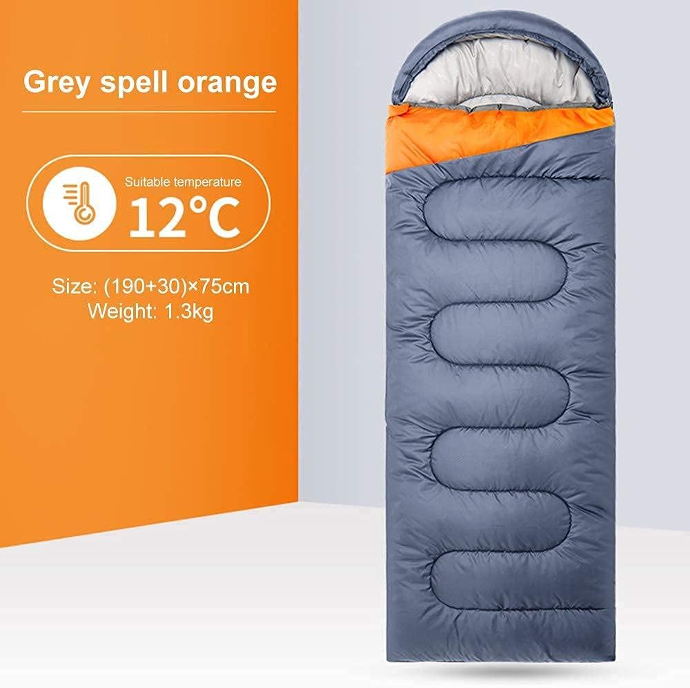 Sacco a Pelo Ultra Caldo Leggero Sacchi a Pelo per Adulti Autunno Inverno con Sacco a Compressione Indoor Outdoor (Grigio Arancione)